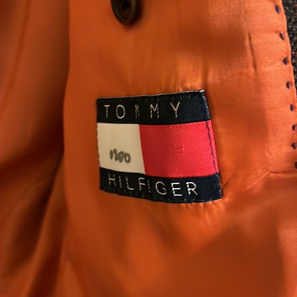TOMMY HILFIGER Mens Pure Virgin Wool Blazer Gray Orange - Picture 2 of 3